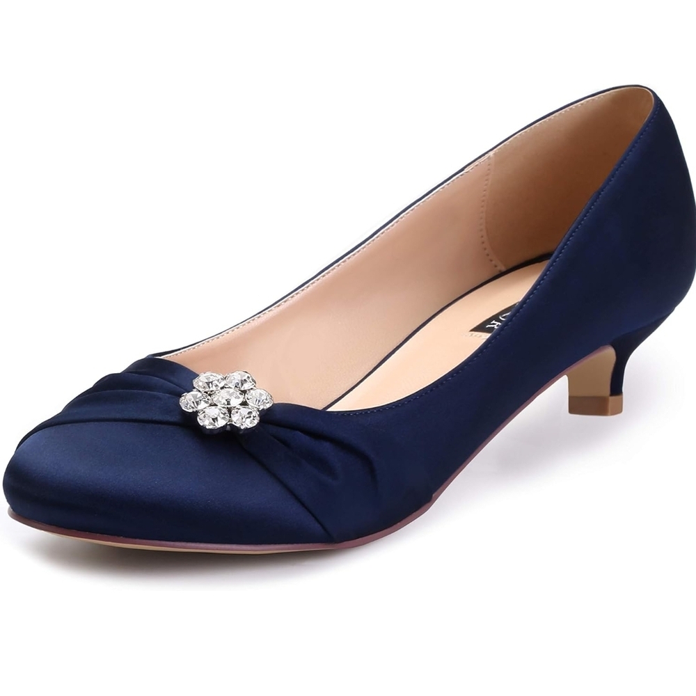 ERIJUNOR Women Closed Toe Kitten Heels Shoes 8.5